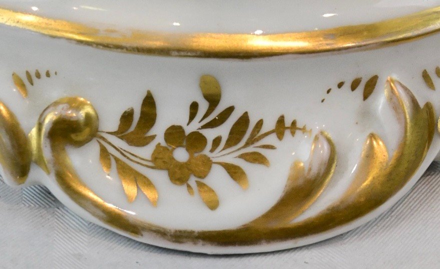 Centre De Table En Porcelaine Décoré De Dorures - France 1830-photo-2